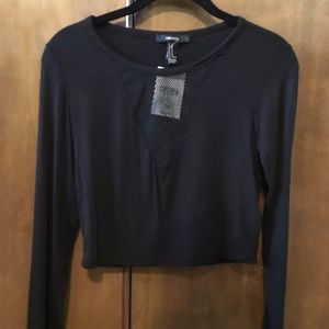 Black Long Sleeve Crop Top